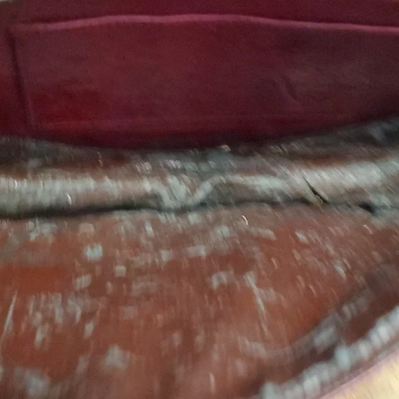 RARE Vintage Stuart Weitzman Leather Handbag Burgandy Floral Design - Picture 6 of 12